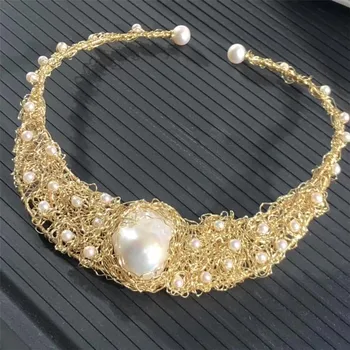 factory wholesale fashionable 14k gold wrapping mix material natural white pearl DIY handmade beaded necklace for women
factory wholesale fashionable 14k gold wrapping mix material natural white pearl DIY handmade beaded necklace for women