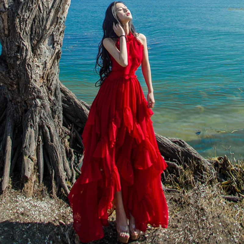 SHTONGHUA Bohemian Summer Women Holiday Beach Maxi Dress Sexy Off Shoulder Chiffon Ruffles Red Irregula Big Swing Long Dress
SHTONGHUA Bohemian Summer Women Holiday Beach Maxi Dress Sexy Off Shoulder Chiffon Ruffles Red Irregula Big Swing Long Dress