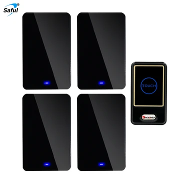Saful Waterproof Wireless DoorBell 28 Ringtones Black Touch Switch 1 Outdoor Transmitter + 4 Wireless Doorbell Receiver
Saful Waterproof Wireless DoorBell 28 Ringtones Black Touch Switch 1 Outdoor Transmitter + 4 Wireless Doorbell Receiver
