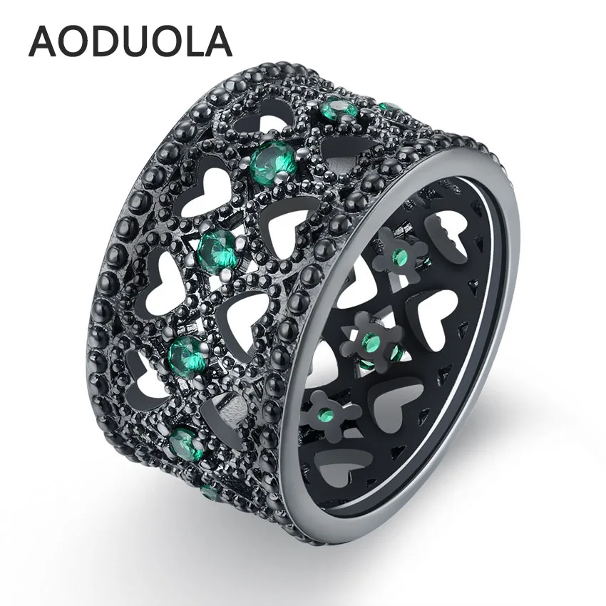 Gun Black Color Heart network Ring with Green Crystal Zirconia Women's Rings Jewelry For Female Love Engagement Wedding
Gun Black Color Heart network Ring with Green Crystal Zirconia Women's Rings Jewelry For Female Love Engagement Wedding