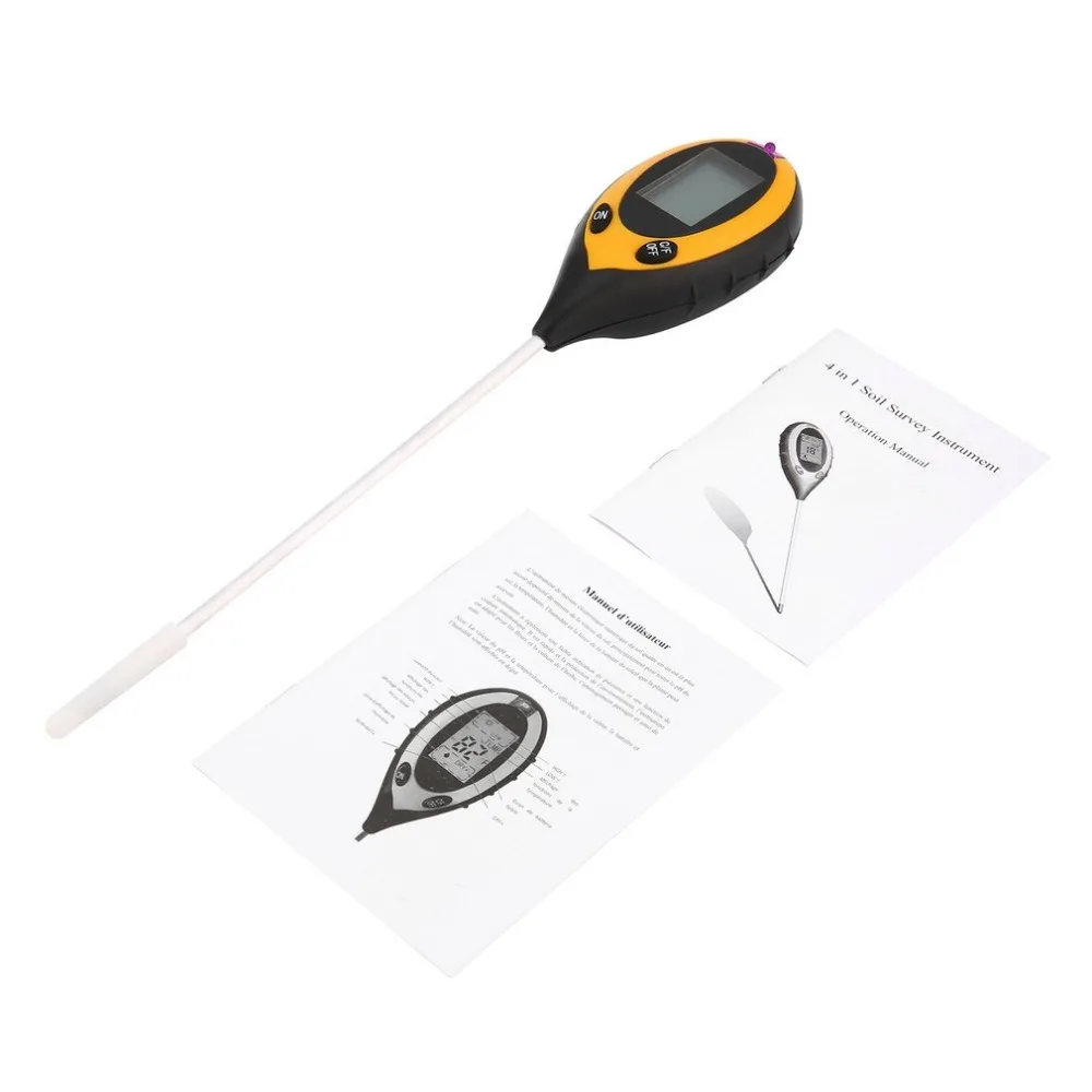 Soil Tester LCD Display 4 In 1 PH Meter Temperature Moisture Humidity Sunlight Tester For Agriculture Plants Flowers
Soil Tester LCD Display 4 In 1 PH Meter Temperature Moisture Humidity Sunlight Tester For Agriculture Plants Flowers