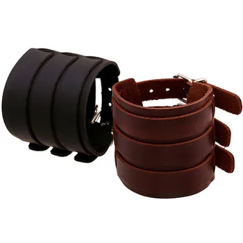 PK0411 Punk Leather Jewelry Black Brown 3 Straps Wide leather mens bracelet Factory Sale Stock
PK0411 Punk Leather Jewelry Black Brown 3 Straps Wide leather mens bracelet Factory Sale Stock