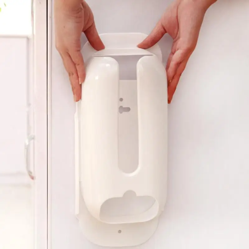Image Wall Mount Plastic Carrier Bag Dispenser Cabinet Drawer Organizer Storage Container Holder Creative Kitchen Home Gadget