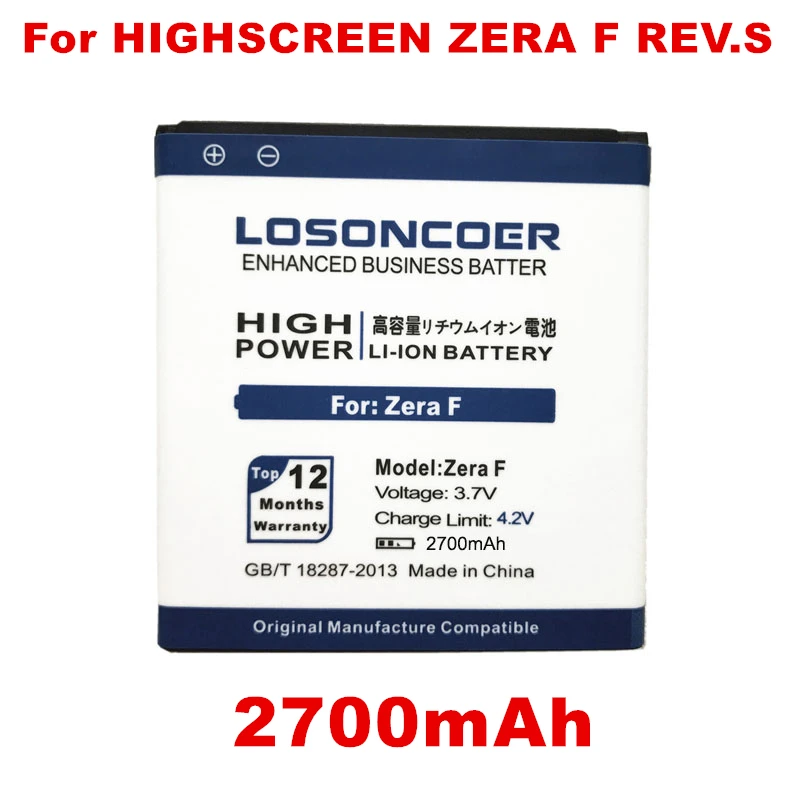 

2700mah LOSONCOER Mobile Phone Batteries For Highscreen Zera F Rev.s Battery Mobile Phone Battery