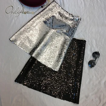 Ordifree 2019 Autumn Women Mini Skirt Black High Waist A Line Skirt Short Silver Sequin Skirt 
Ordifree 2019 Autumn Women Mini Skirt Black High Waist A Line Skirt Short Silver Sequin Skirt