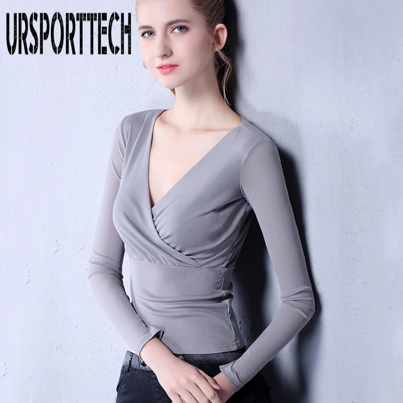 Plus Size S-3XL Women's Shirts Long Sleeve Stretchable Mesh Bottoming Shirt Sexy Black White Slim Deep V Neck Female Tops Tees
Plus Size S-3XL Women's Shirts Long Sleeve Stretchable Mesh Bottoming Shirt Sexy Black White Slim Deep V Neck Female Tops Tees
