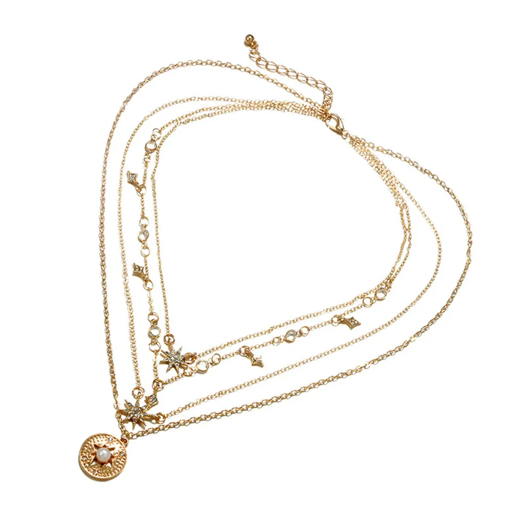 Women's personality metal necklace fashion trend wild four-layer geometry six-pointed star gem multi-layer necklace #YL-5
Women's personality metal necklace fashion trend wild four-layer geometry six-pointed star gem multi-layer necklace #YL-5