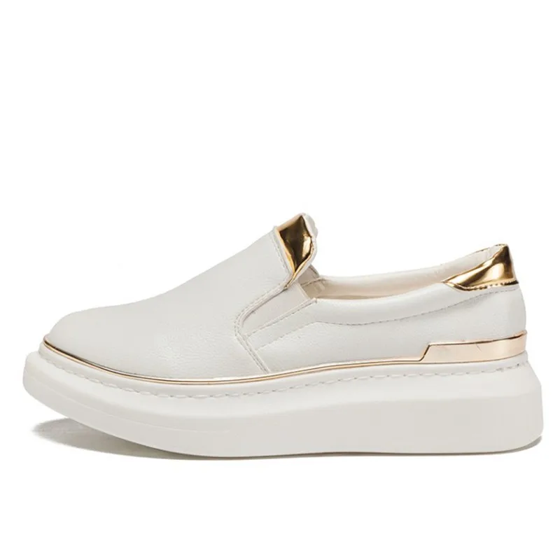 COOTELILI Autumn White Platform Flat Shoes Woman Ladies Shoes Comfortable Creepers PU Leather Oxford Shoes For Women 35-40 (9)