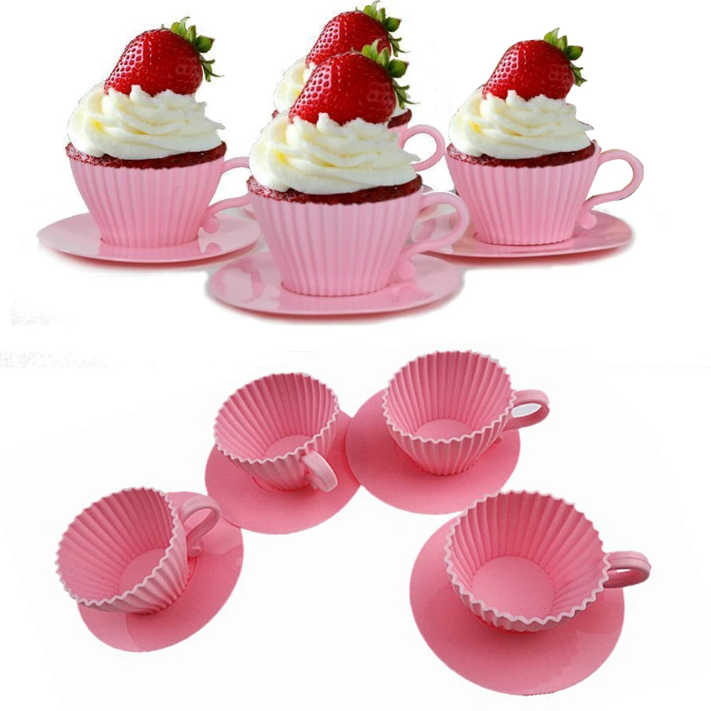 4-Pack Handy Helpers Teacup Shape Muffin Cake Molds Afternoon Tea Cupcake Mold Food Grade Silicone Cake Decoration Tool 
4-Pack Handy Helpers Teacup Shape Muffin Cake Molds Afternoon Tea Cupcake Mold Food Grade Silicone Cake Decoration Tool