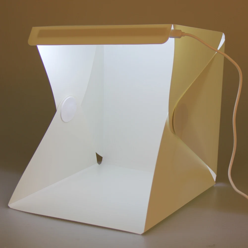 Image Portable Light Room Photo Backdrop Box with LED Light Mini Cube Studio Little Items Photography Box Tent Kit 22.6x23x24cm OD#S