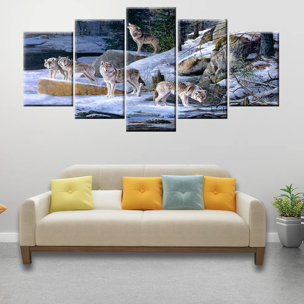 HD Prints Canvas Wall Art Living Room Home Decor Pictures 5 Pieces Snow Mountain Wolf Paintings Animal Posters Framework
HD Prints Canvas Wall Art Living Room Home Decor Pictures 5 Pieces Snow Mountain Wolf Paintings Animal Posters Framework