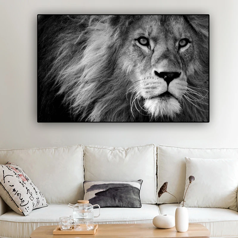 

RELIABLI ART Posters Lion Pictures Canvas Painting Black And White Style Quadro Decorative Painting Wall Art For Living Room