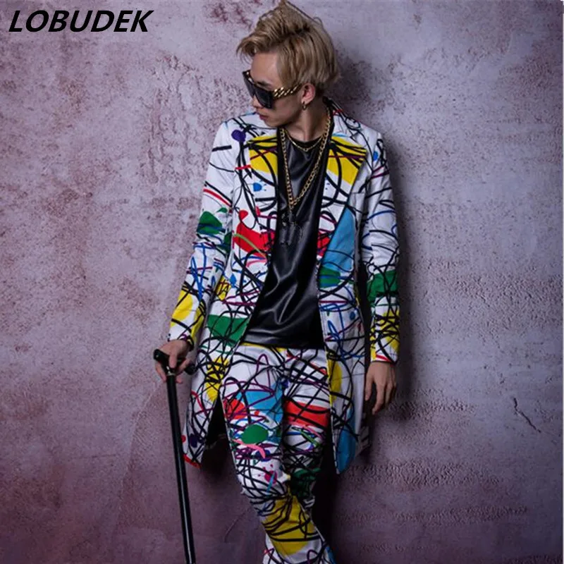 Novelty Graffiti Men's long jacket Coat fashion printing Male Suits Male Hip Hop Rock singer Vocal Concert stage show costumes
Novelty Graffiti Men's long jacket Coat fashion printing Male Suits Male Hip Hop Rock singer Vocal Concert stage show costumes