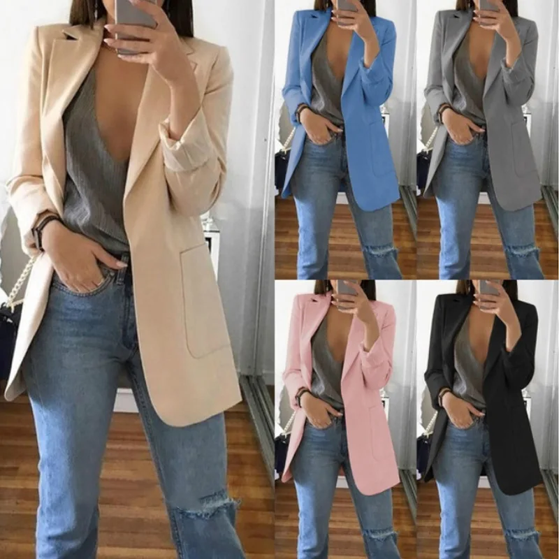 Women Autumn Cardigans Long Sleeves Slim Fit Turn-down Collar Female Suit Coat -MX8 
Women Autumn Cardigans Long Sleeves Slim Fit Turn-down Collar Female Suit Coat -MX8