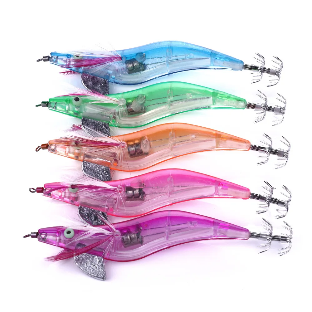 New 5Pcs LED Electronic Light Squid Jigs Bait Bass Lure Prawns Shrimp Fishing Lure Hooks 3.0# 10.5CM 15G Sea Fishing Tackle
New 5Pcs LED Electronic Light Squid Jigs Bait Bass Lure Prawns Shrimp Fishing Lure Hooks 3.0# 10.5CM 15G Sea Fishing Tackle