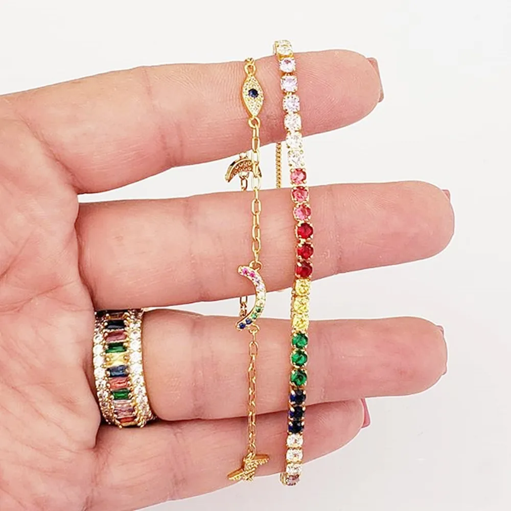 Fashion charming bracelet for women 925 sterling silver cute cz evil eye moon star rainbow lightning jewerly Valentine's gift
Fashion charming bracelet for women 925 sterling silver cute cz evil eye moon star rainbow lightning jewerly Valentine's gift