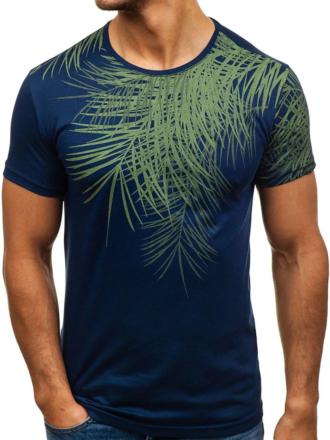 T shirt Men's Clothing Tops Tees Leaf prints Round neck Slim Short sleeve T-shirt Male Black White Gray Navy Camisa masculina
T shirt Men's Clothing Tops Tees Leaf prints Round neck Slim Short sleeve T-shirt Male Black White Gray Navy Camisa masculina