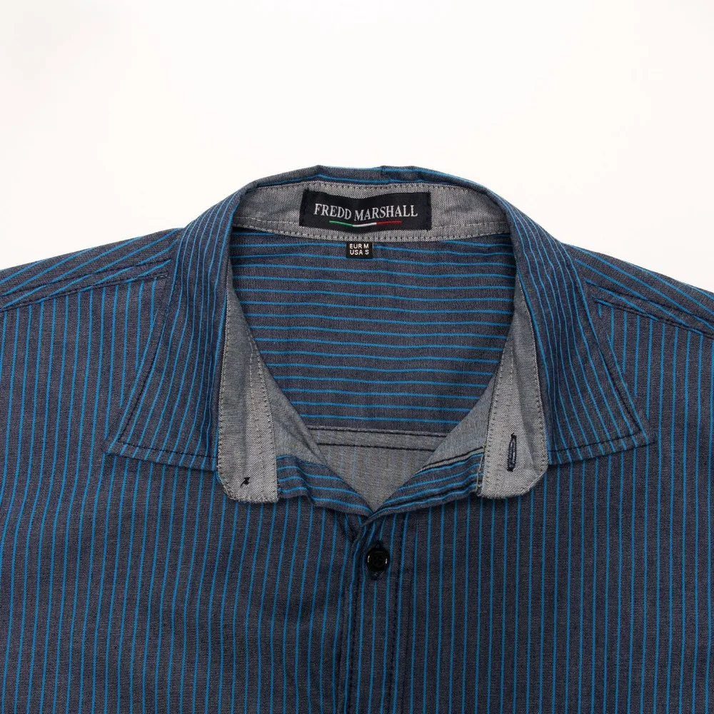 Fredd Marshall 2018 New Men's Casual Dress Shirt Long Sleeve Patchwork Plaid 100% Cotton Long Sleeve Chemise Homme (10)