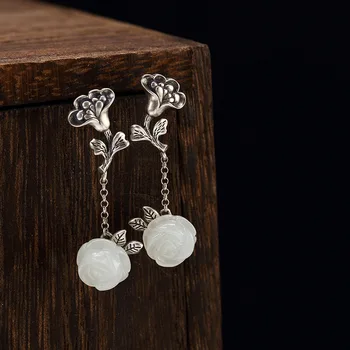 Fine Jewelry 925 Sterling Silver Natural Stone White Jade Rose Earrings For Women Ladies Fine Jewellery Zilveren Oorbellen
Fine Jewelry 925 Sterling Silver Natural Stone White Jade Rose Earrings For Women Ladies Fine Jewellery Zilveren Oorbellen