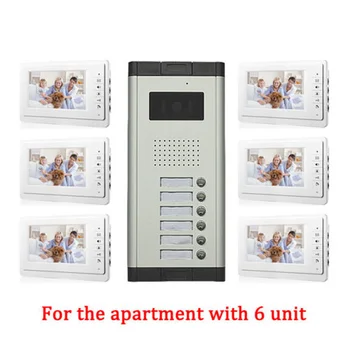 Apartment 6 Unit Intercom Entry System Wired Video Door Phone Audio Visual 7 inch TFT LCD Monitor
Apartment 6 Unit Intercom Entry System Wired Video Door Phone Audio Visual 7 inch TFT LCD Monitor