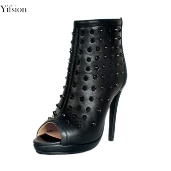Olomm Women Summer Platform Ankle Boots Sexy Rivets Stiletto High Heel Boots Peep Toe Black Club Shoes Women Plus US Size 5-15
Olomm Women Summer Platform Ankle Boots Sexy Rivets Stiletto High Heel Boots Peep Toe Black Club Shoes Women Plus US Size 5-15
