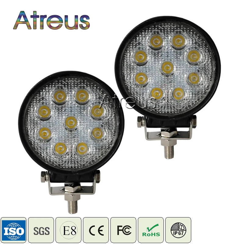 Atreus 2pcs 4Inch 27W Round Car LED Work Light 12V Spot Flood DRL Lamp for Indicators Offroad 4WD Boat Tractor Truck 4x4 ATV
Atreus 2pcs 4Inch 27W Round Car LED Work Light 12V Spot Flood DRL Lamp for Indicators Offroad 4WD Boat Tractor Truck 4x4 ATV