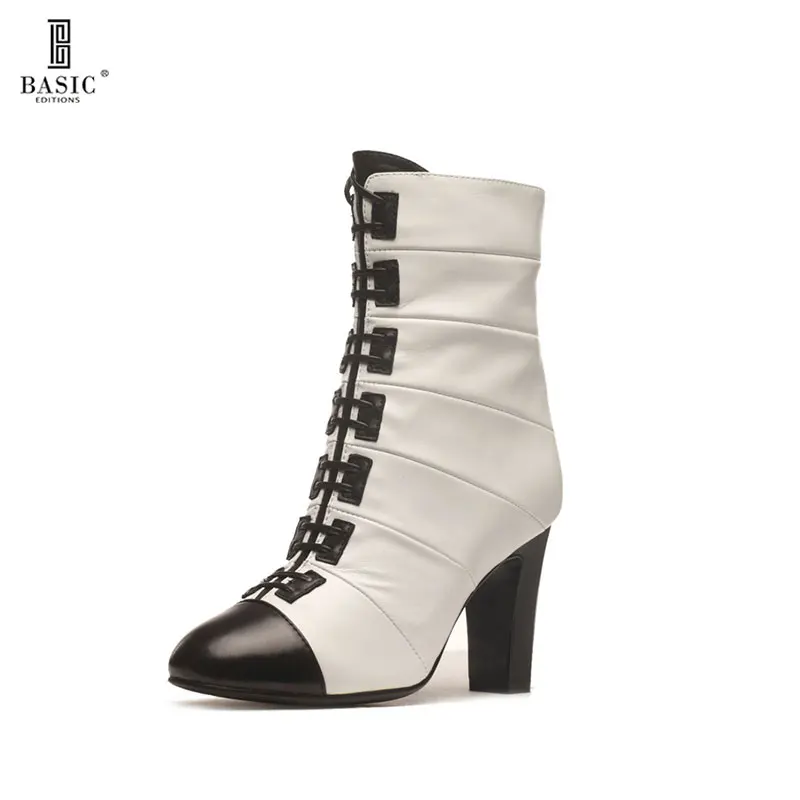 BASIC EDITIONS New Fashion Sexy Women's Ankle Boots High Heels Women Winter Autumn Boots Ladies Shoes F1329-60