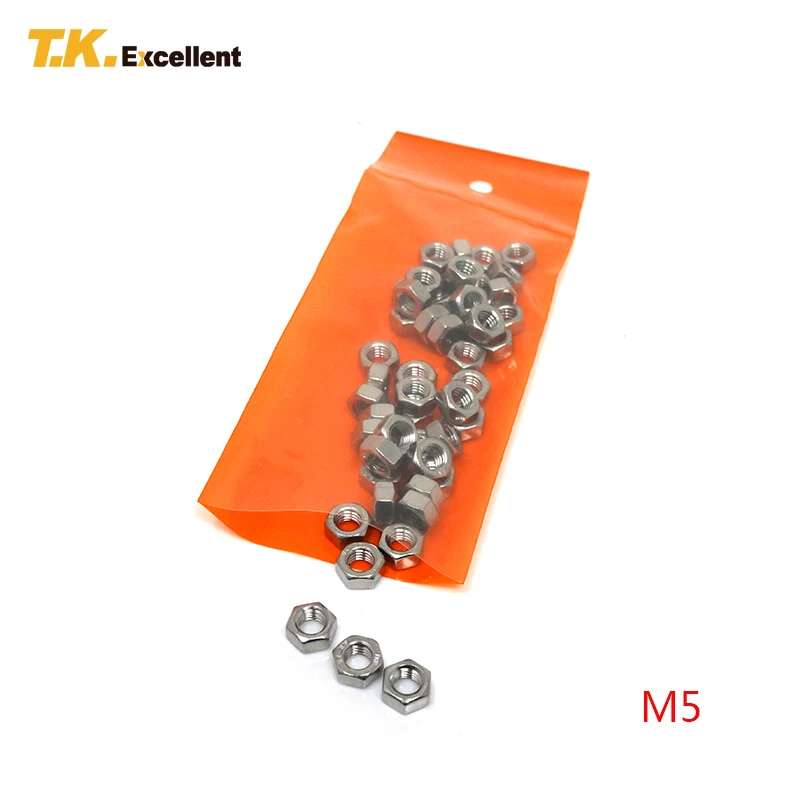 T.K.Excellent 50 Pieces M5 Hex Nut Stainless Steel Materials Hardware Fasteners Tools Hexagon Nuts Home Improvement