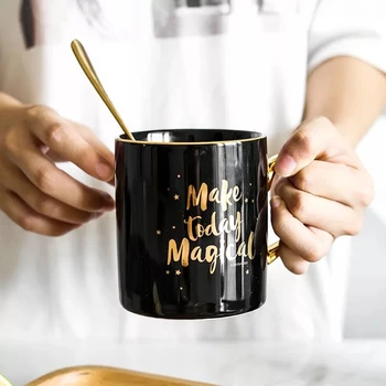 350ml make today magical coffee mugs with gold handle black ceramic mugs cups for office and gift
350ml make today magical coffee mugs with gold handle black ceramic mugs cups for office and gift