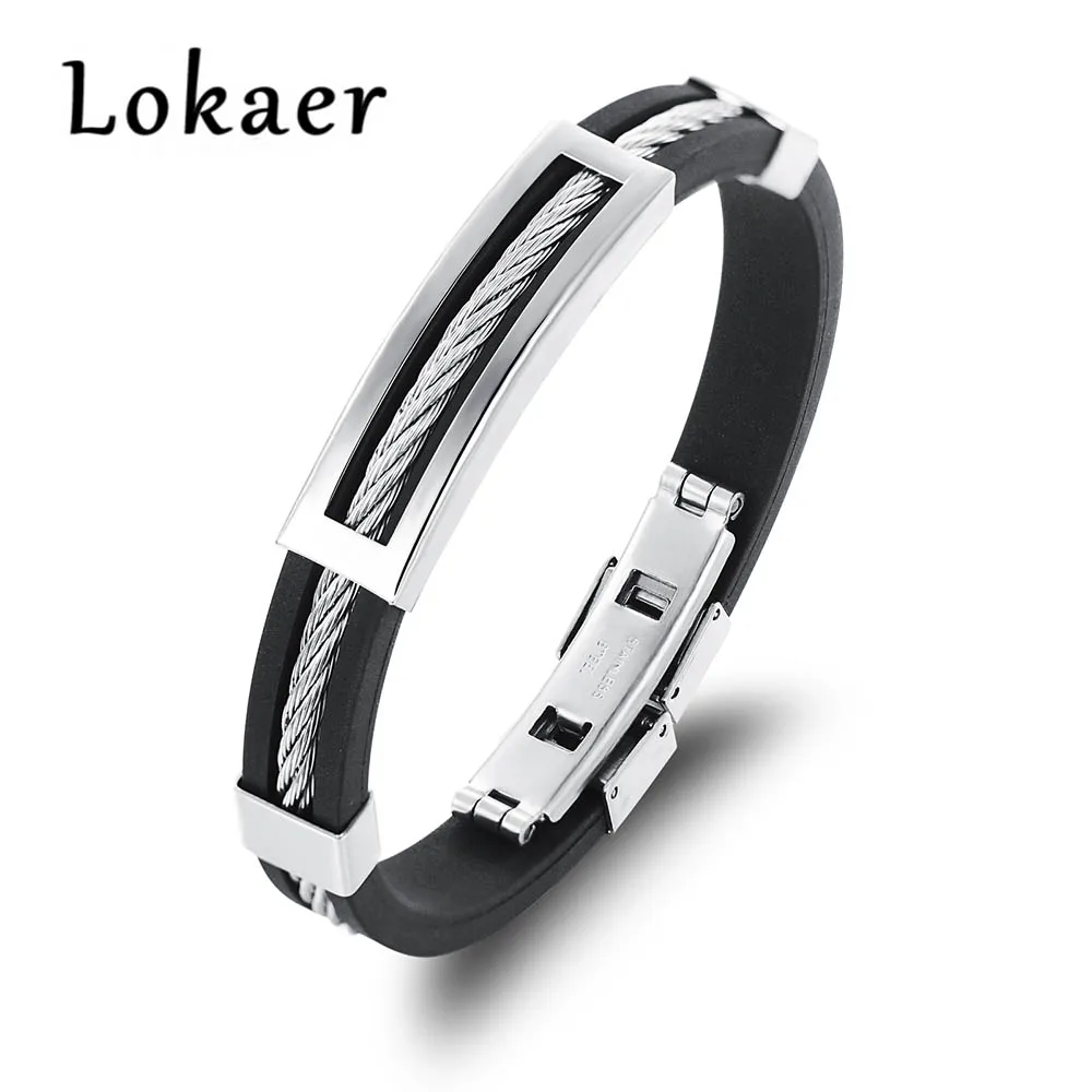 Lokaer Punk Genuine Silicone Wrap Bracelets Bangles Fashion Stainless Steel Hollow Out Men Bracelet Jewelry Accessories LPH946
Lokaer Punk Genuine Silicone Wrap Bracelets Bangles Fashion Stainless Steel Hollow Out Men Bracelet Jewelry Accessories LPH946