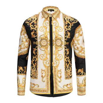 Luxury Royal Social Shirt Men Black Gold Print Man Long Sleeve Shirt Night Club Casual Slim Fit Shirts Streetwear Camisa
Luxury Royal Social Shirt Men Black Gold Print Man Long Sleeve Shirt Night Club Casual Slim Fit Shirts Streetwear Camisa