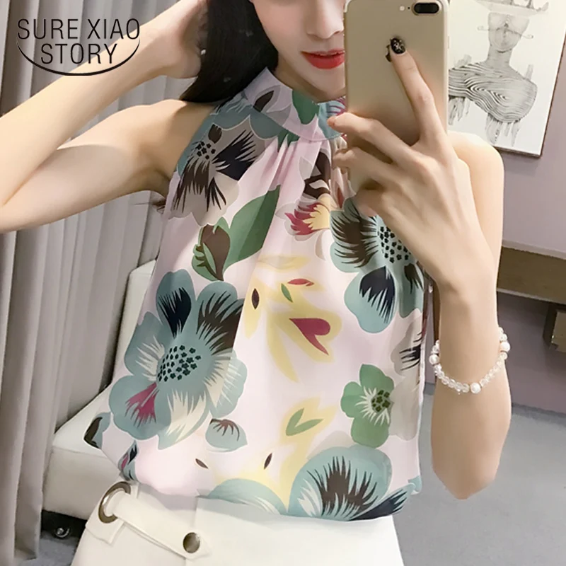 2019 new spring female sleeveless blouses fashion slim print chiffon blouses women tops casual sweet women clothing D557 30
2019 new spring female sleeveless blouses fashion slim print chiffon blouses women tops casual sweet women clothing D557 30