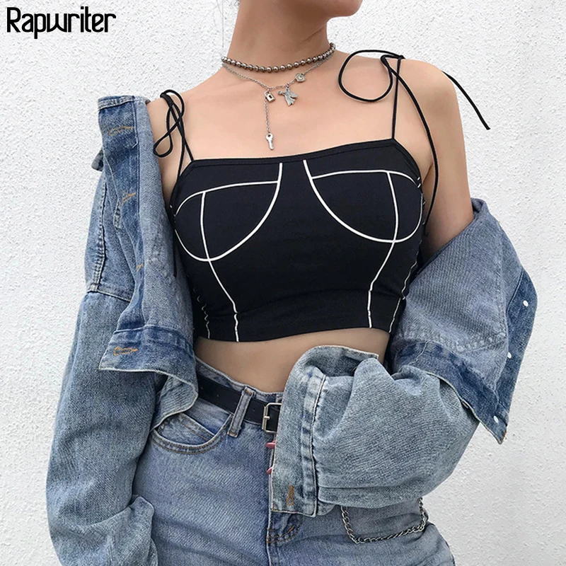 Rapwriter Sexy Off Shoulder Spaghetti Strap Panelled Lace-up Camis Tops Women Black 2019 Summer Backless Streetwear Crop Tops
Rapwriter Sexy Off Shoulder Spaghetti Strap Panelled Lace-up Camis Tops Women Black 2019 Summer Backless Streetwear Crop Tops
