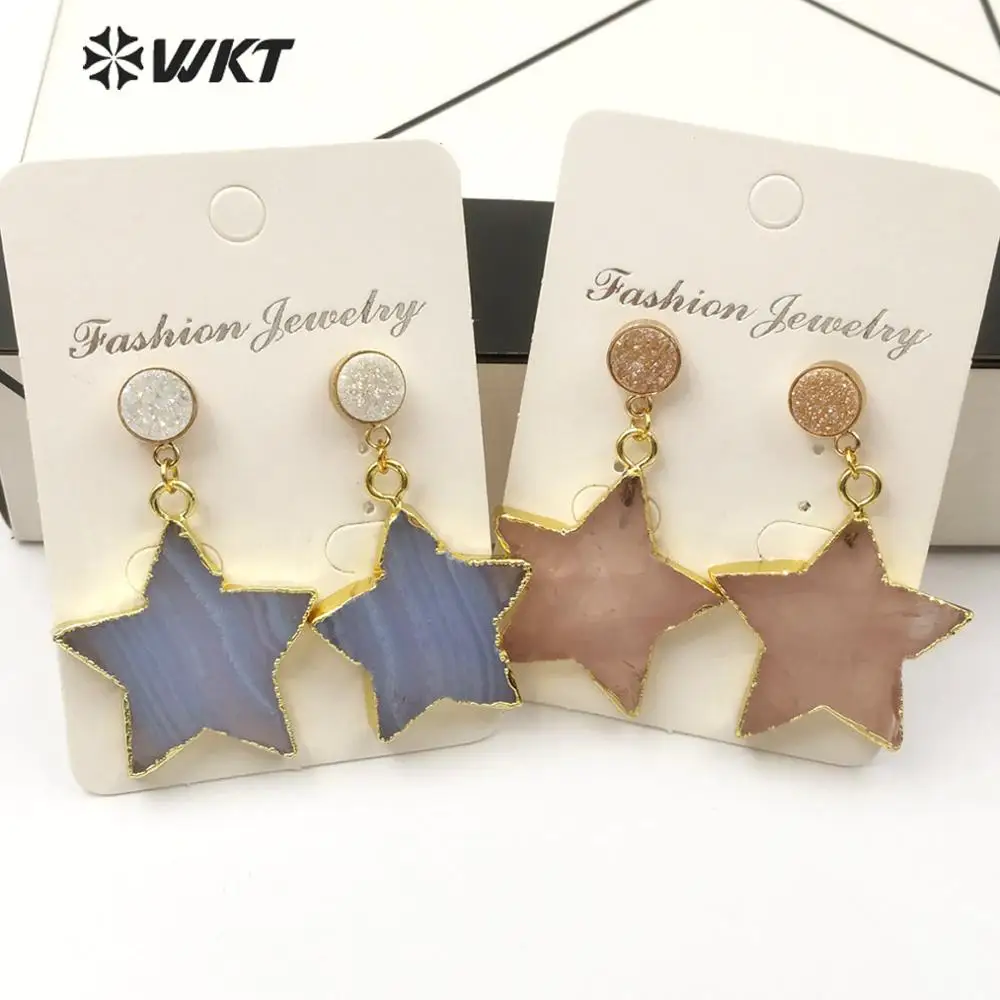 WT-E541 WKT Blue Agates And Rose Stone Star Shape Earrings Fashion Earring Women Jewelry Earring
WT-E541 WKT Blue Agates And Rose Stone Star Shape Earrings Fashion Earring Women Jewelry Earring