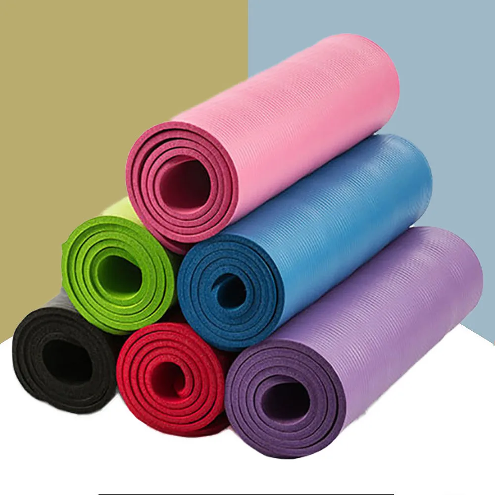 

Quality 10mm NBR Yoga Mat with 183*61cm Non-slip Thick Pad Fitness Pilates Mat for Outdoor Gym Exercise Fitnessgood
