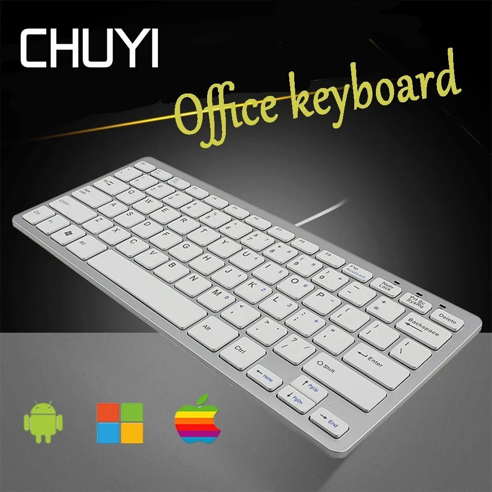 

CHUYI Wired Ultra-Thin Keyboard 78 Keys Scissor USB 2.0 Mini Silent Office Multifunctional Keyboard For IMac Laptop Desktop