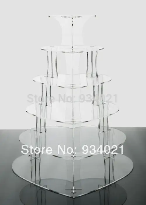 

6 Tier Heart Shaped Acrylic Cake Stand, Plexiglass Cupcake Stand party decoration