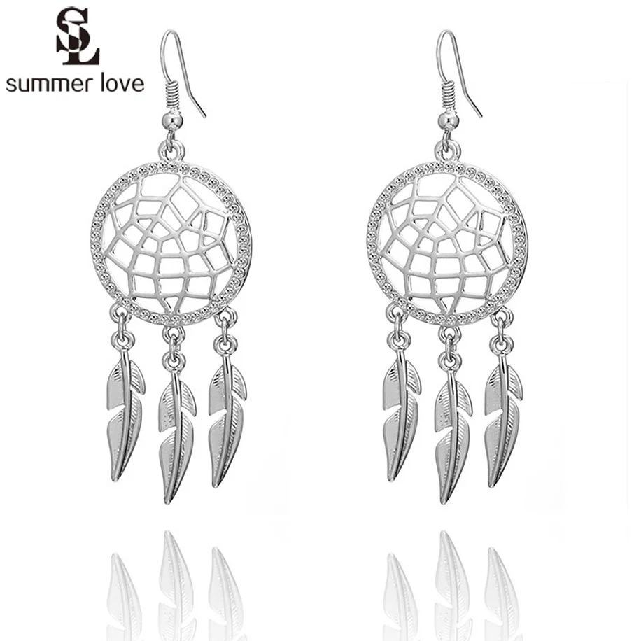 Silver Color Crystal Jewelry Dream Catcher Earrings Hollow Out Leaf Feather Drop Earring For Women Bohemia Jewelry Accessories
Silver Color Crystal Jewelry Dream Catcher Earrings Hollow Out Leaf Feather Drop Earring For Women Bohemia Jewelry Accessories