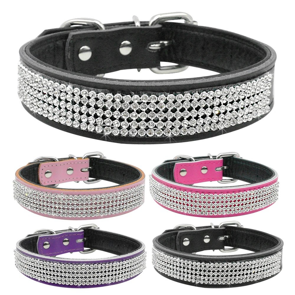 Bling Rhinestones Dog Collar Leather Dog Collar Diamante Crystal Pet Necklace Soft Inner Padded For Small Medium Large Pet
Bling Rhinestones Dog Collar Leather Dog Collar Diamante Crystal Pet Necklace Soft Inner Padded For Small Medium Large Pet