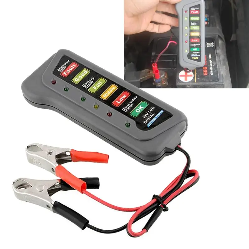 12V Battery Diagnostic Testing Tool with 6 LED Lights Universal Auto Digital Battery Alternator Tester Car Vehicle High Quality
12V Battery Diagnostic Testing Tool with 6 LED Lights Universal Auto Digital Battery Alternator Tester Car Vehicle High Quality