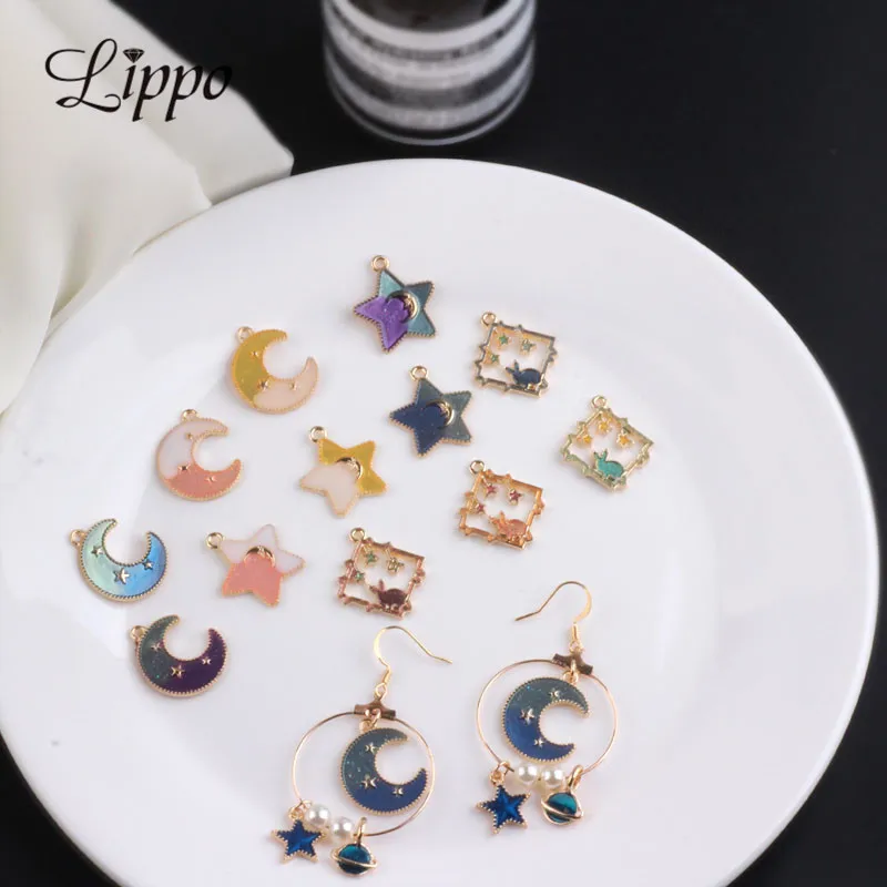 24pcs 20*23mm Enamelled Jewelry Charms Gold Metal Moon and Stars Charms DIY Earrings Pendant
24pcs 20*23mm Enamelled Jewelry Charms Gold Metal Moon and Stars Charms DIY Earrings Pendant
