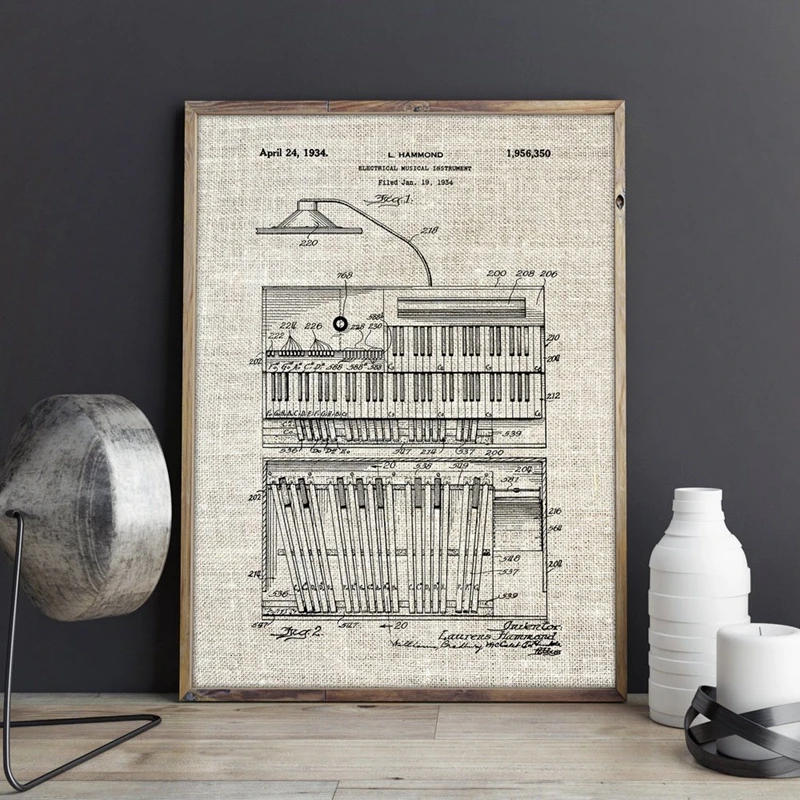 Hammond B3 Organ Prints Poster Music Room Decorations
