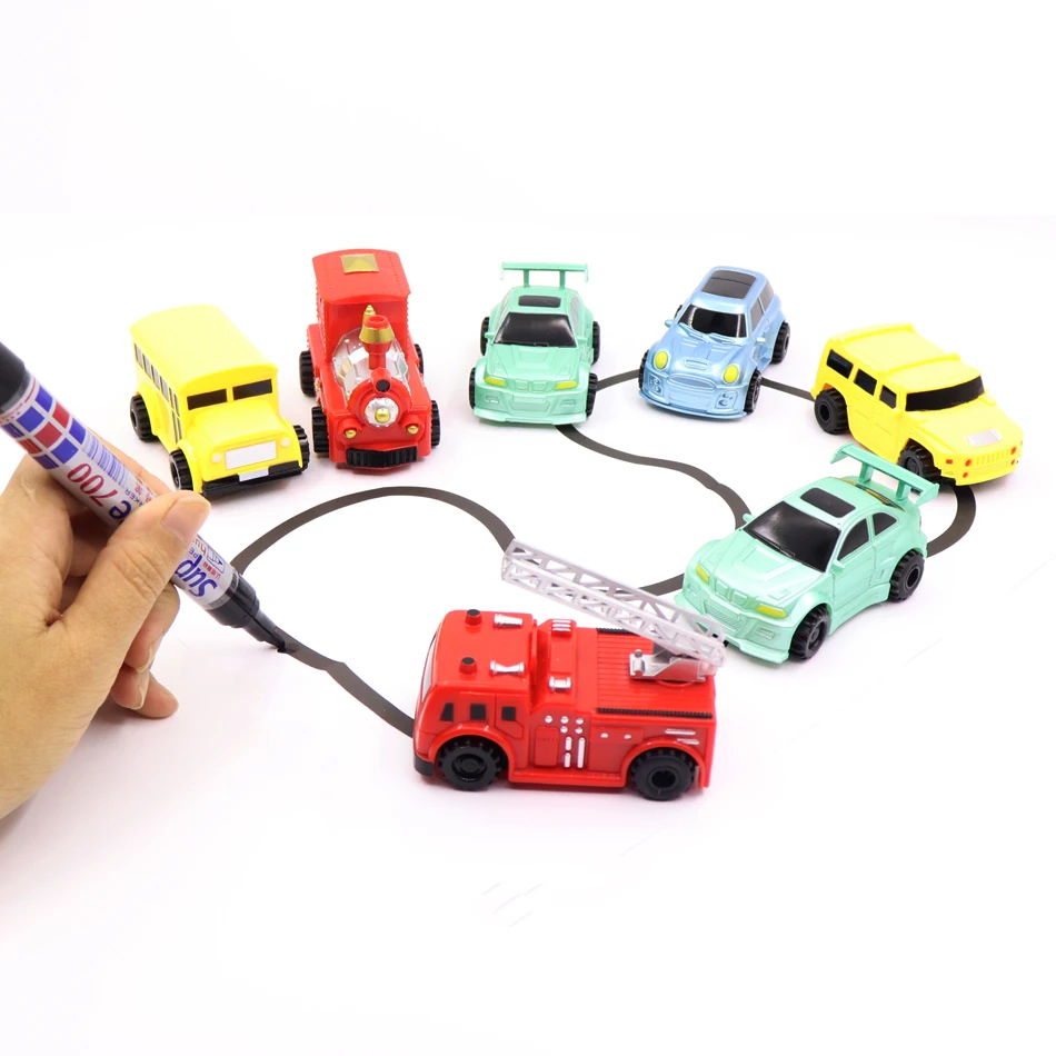 

2017 New Engineering Vehicles Truck MINI Magic Pen Inductive Children's Truck Tank Toy Car Draw Lines Induction rail Track Car