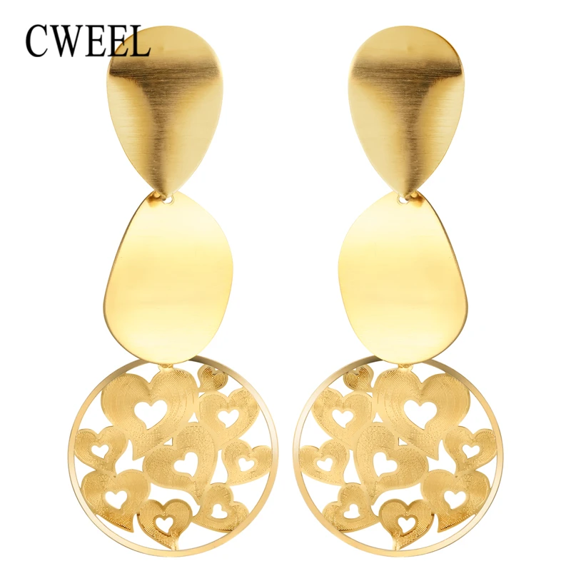 CWEEL Metal Heart Long Earrings For Women Gold Color Brincos Drop Earrings Female Bohemian Big Earings Fashion Jewelry
CWEEL Metal Heart Long Earrings For Women Gold Color Brincos Drop Earrings Female Bohemian Big Earings Fashion Jewelry
