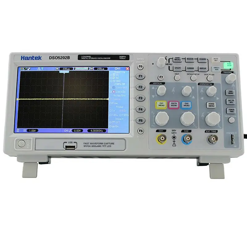 Digital DSO5202B 200MHz 2Ch Bench Oscilloscope Scopemeter 1GS/s USB Color LCD High-Resolution 800x480 Record Length 1M
Digital DSO5202B 200MHz 2Ch Bench Oscilloscope Scopemeter 1GS/s USB Color LCD High-Resolution 800x480 Record Length 1M