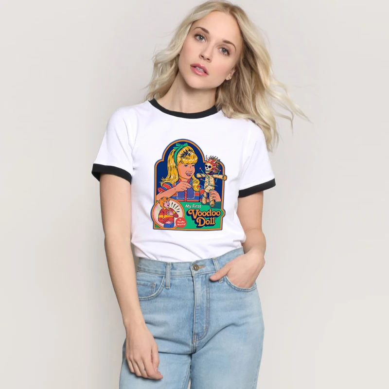 Demons Graphic Voodoo Doll printing female New Summer T-shirt retro fashion spoof Women Harajuku tumblr style casual tops tee
Demons Graphic Voodoo Doll printing female New Summer T-shirt retro fashion spoof Women Harajuku tumblr style casual tops tee