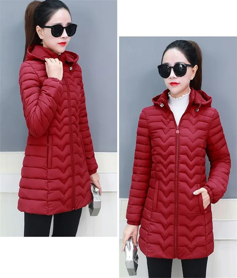 New light Thin Down cotton Jacket Women Autumn Winter loose Warm Cotton Jackets Plus size Womens Casual Hooded Parkas 6XL F748