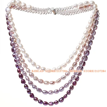 Simple And Fashion Multi Strands White Purple Baroque Freshwater Pearl And White Crystal Beads Necklace Free Shipping
Simple And Fashion Multi Strands White Purple Baroque Freshwater Pearl And White Crystal Beads Necklace Free Shipping