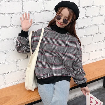 Autumn Winter Harajuku Fashion Woolen Plaid Hoodies Women Turtleneck Stitching Sweatshirt Student Chic Thick Women Pullovers
Autumn Winter Harajuku Fashion Woolen Plaid Hoodies Women Turtleneck Stitching Sweatshirt Student Chic Thick Women Pullovers