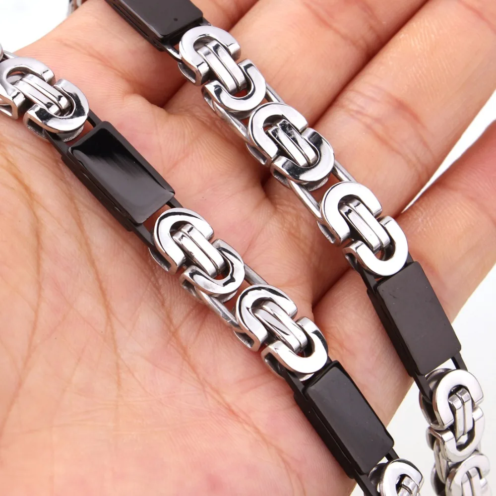 6/8MM Trendy New 316L Stainless Steel Silver Black Flat Byzantine Link Chain Mens Womens Necklace Or Bracelet 7-40" Hot Jewelry
6/8MM Trendy New 316L Stainless Steel Silver Black Flat Byzantine Link Chain Mens Womens Necklace Or Bracelet 7-40" Hot Jewelry